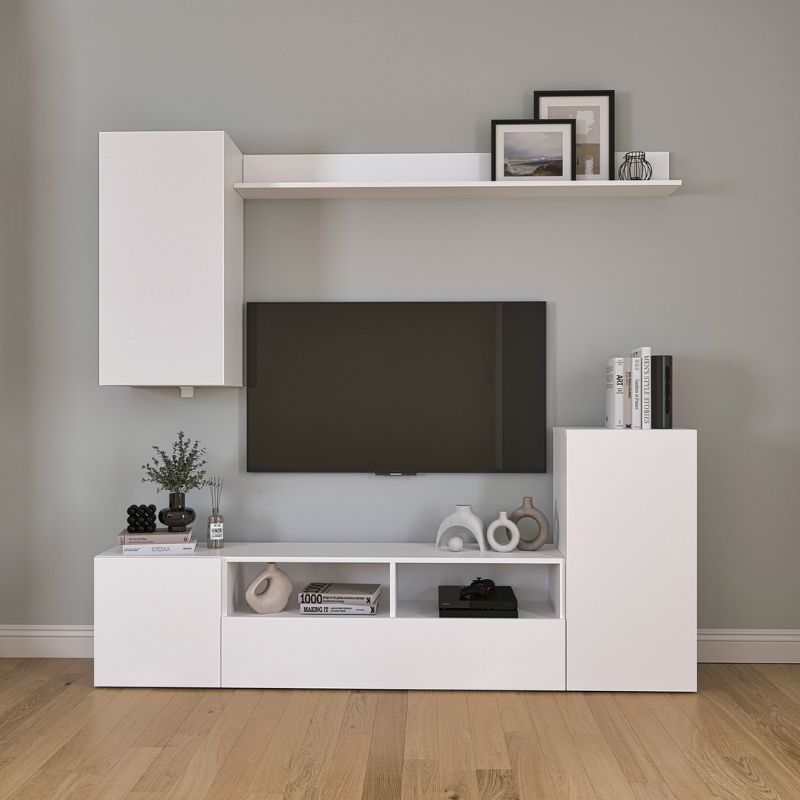 Σύνθεση Τηλεόρασης Rodos Megapap Χρώμα Λευκό 210,2X36X90,4Εκ.