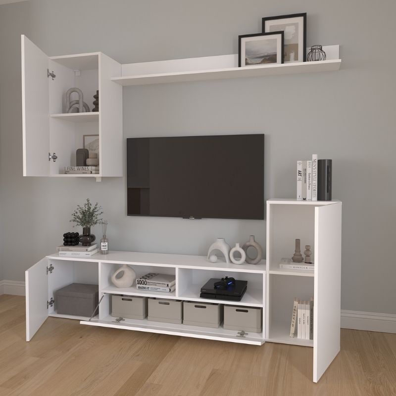 Σύνθεση Τηλεόρασης Rodos Megapap Χρώμα Λευκό 210,2X36X90,4Εκ.