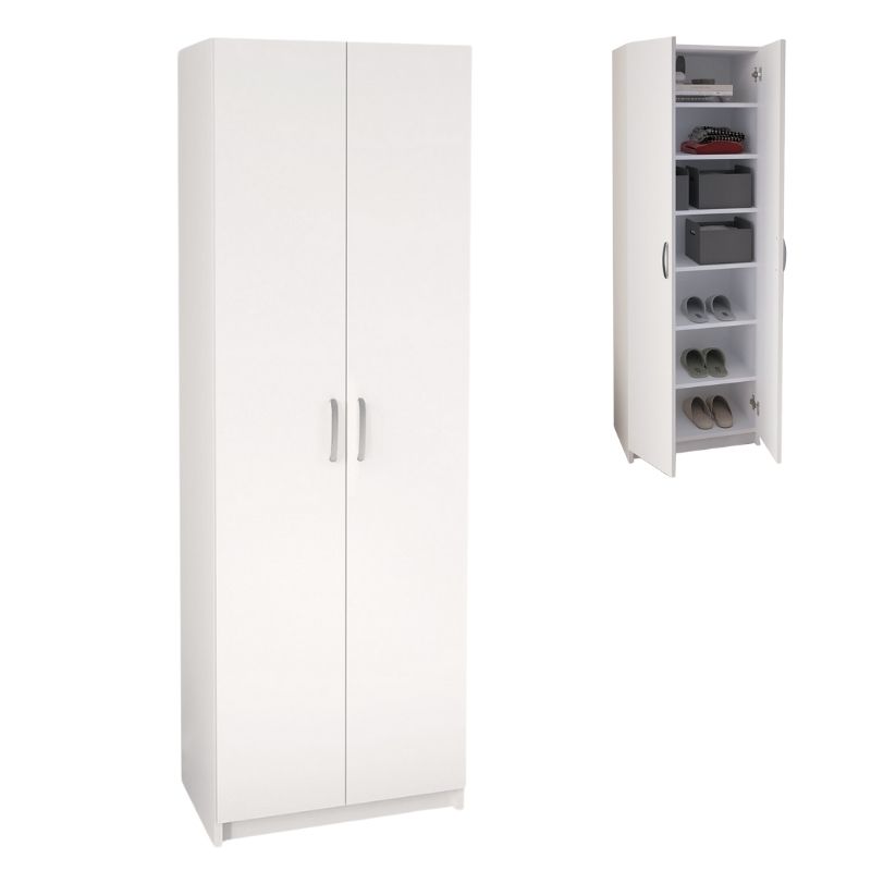 Ντουλάπα Ρούχων - Παπουτσοθήκη Renso Megapap Δίφυλλη Χρώμα Λευκό 59,8X37,8X178,5Εκ.