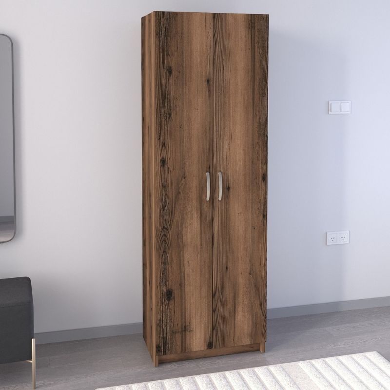 Ντουλάπα Ρούχων - Παπουτσοθήκη Renso Megapap Δίφυλλη Χρώμα Καπνιστή Καρυδιά 59,8X37,8X178,5Εκ.