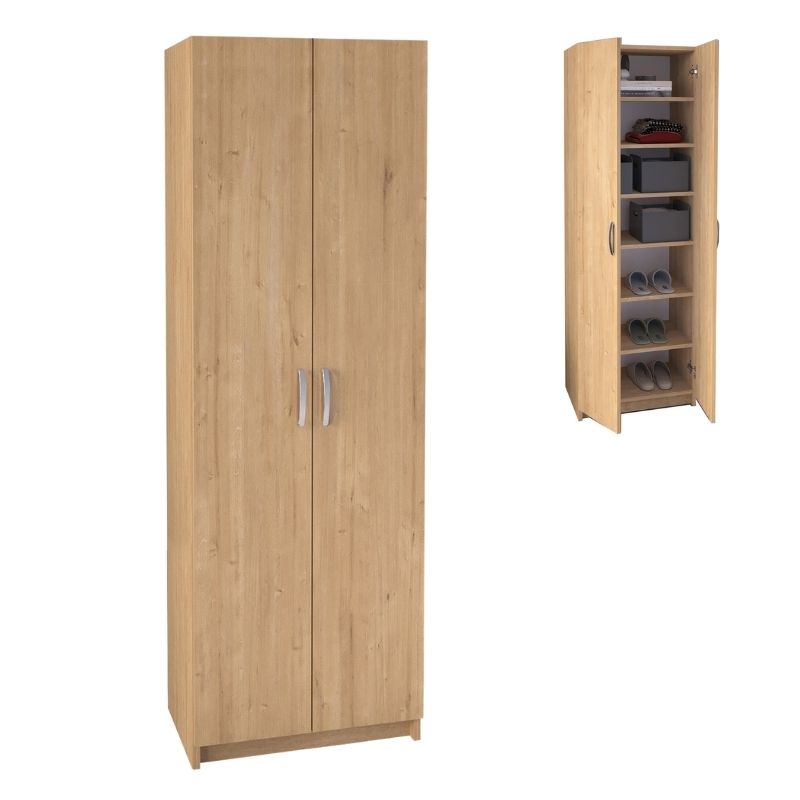 Ντουλάπα Ρούχων - Παπουτσοθήκη Renso Megapap Δίφυλλη Χρώμα Sapphire Oak 59,8X37,8X178,5Εκ.
