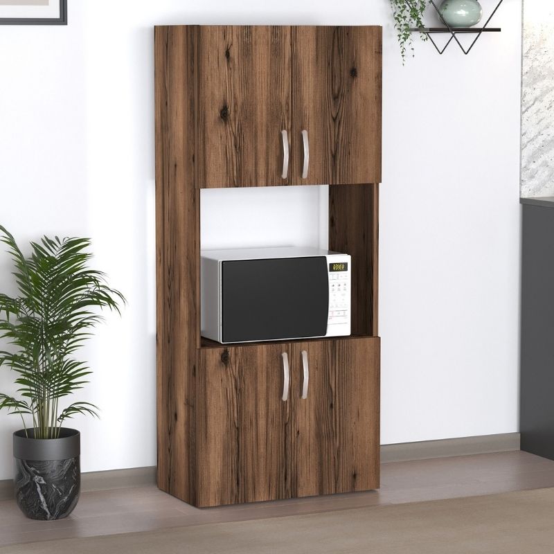 Ντουλάπα Κουζίνας Armado Megapap Χρώμα Καπνιστή Καρυδιά 60X32X140Εκ.