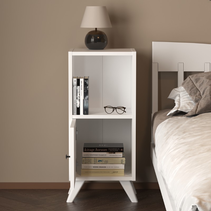 Κομοδίνο Vira Megapap Χρώμα Λευκό 34X30X78Εκ.