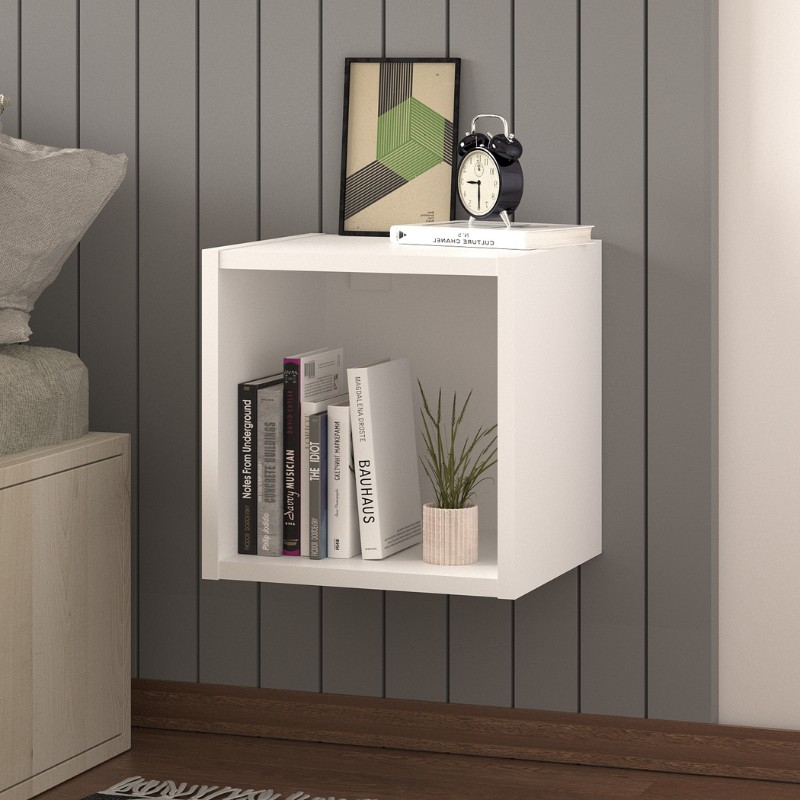 Κομοδίνο Επιτοίχιο Beny Megapap Χρώμα Λευκό 34X30,3X34Εκ.