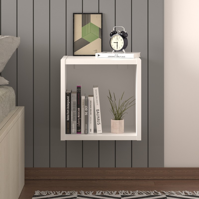 Κομοδίνο Επιτοίχιο Beny Megapap Χρώμα Λευκό 34X30,3X34Εκ.