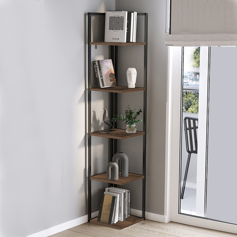 Βιβλιοθήκη Γωνιακή Lidia Megapap Χρώμα Μαύρο - Καπνιστή Καρυδιά 33,5X33,5X180Εκ. Βιβλιοθήκη Γωνιακή Lidia Megapap Χρώμα Μαύρο - Καπνιστή Καρυδιά 33,5X33,5X180Εκ.