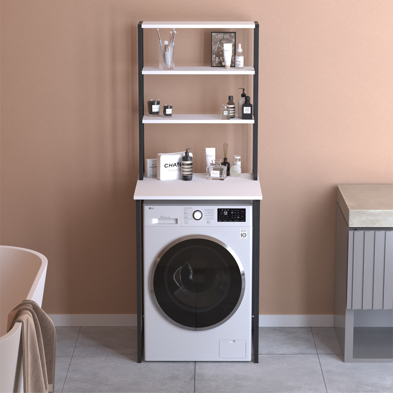 Έπιπλο Πλυντηρίου Bobby Megapap Χρώμα Λευκό 67X60X178Εκ.