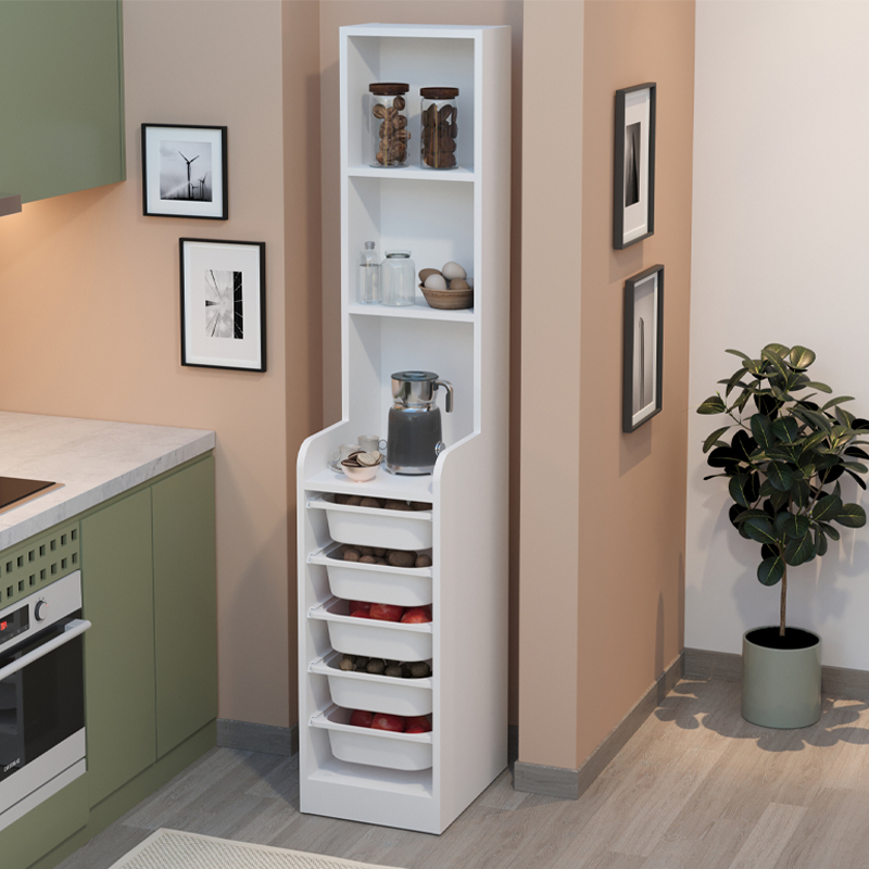 Έπιπλο Κουζίνας - Μπάνιου Utah Megapap Με 5 Συρτάρια Χρώμα Λευκό 34,6X44,3X178Εκ. Έπιπλο Κουζίνας - Μπάνιου Utah Megapap Με 5 Συρτάρια Χρώμα Λευκό 34,6X44,3X178Εκ.