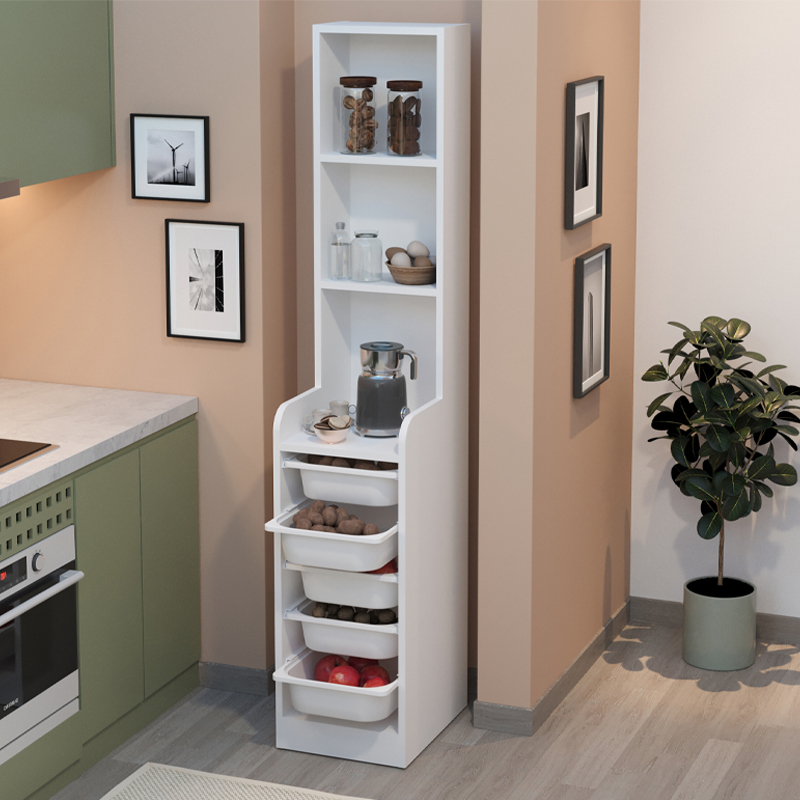 Έπιπλο Κουζίνας - Μπάνιου Utah Megapap Με 5 Συρτάρια Χρώμα Λευκό 34,6X44,3X178Εκ. Έπιπλο Κουζίνας - Μπάνιου Utah Megapap Με 5 Συρτάρια Χρώμα Λευκό 34,6X44,3X178Εκ.