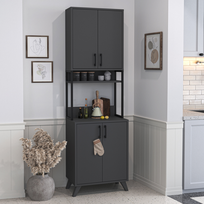 Έπιπλο Κουζίνας Sedef Megapap Χρώμα Ανθρακί 61X40X202,1Εκ.