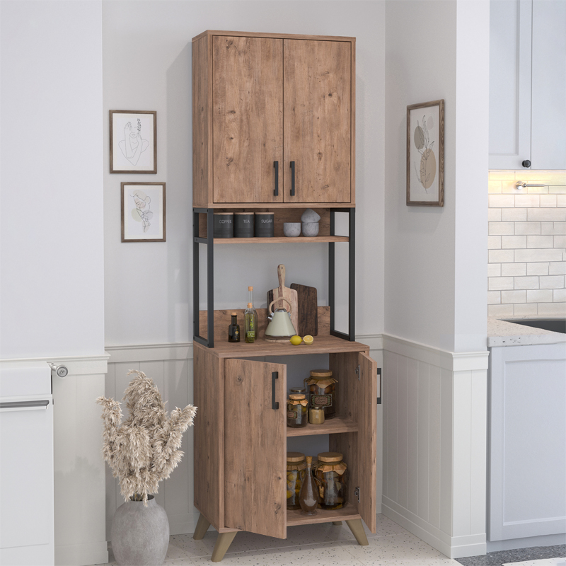 Έπιπλο Κουζίνας Sedef Megapap Χρώμα Pine Oak 61X40X202,1Εκ.