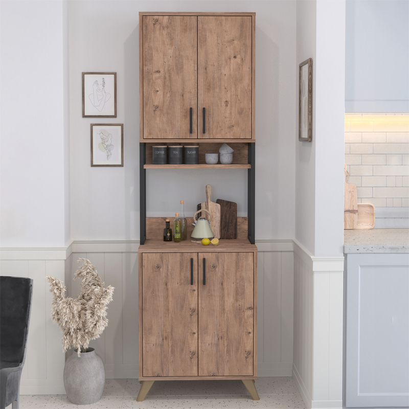 Έπιπλο Κουζίνας Sedef Megapap Χρώμα Pine Oak 61X40X202,1Εκ.
