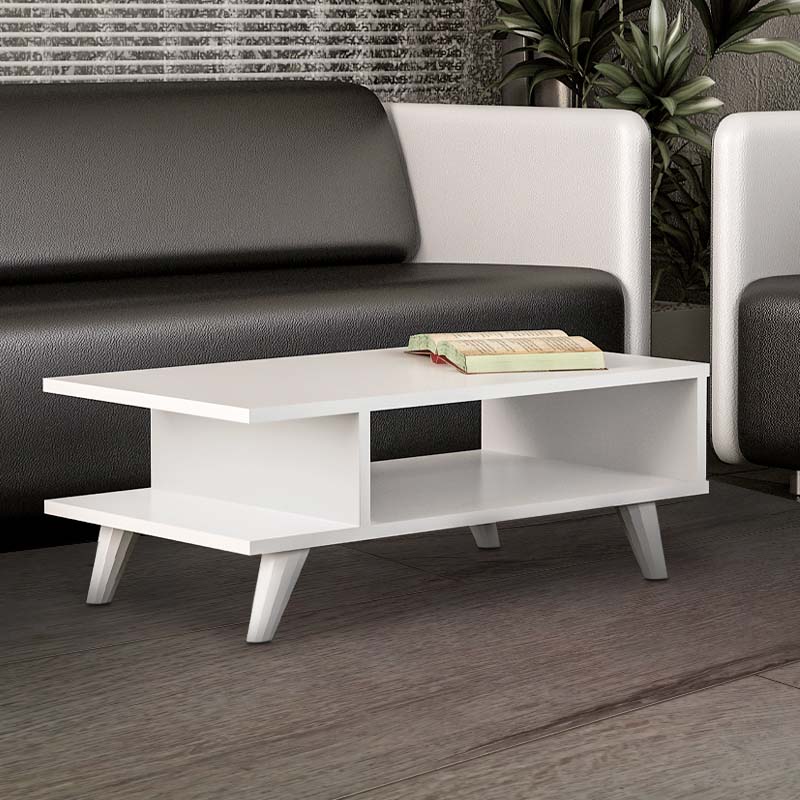 Τραπεζάκι Σαλονιού Titus Megapap Από Μελαμίνη Χρώμα Λευκό 80X45X30Εκ.