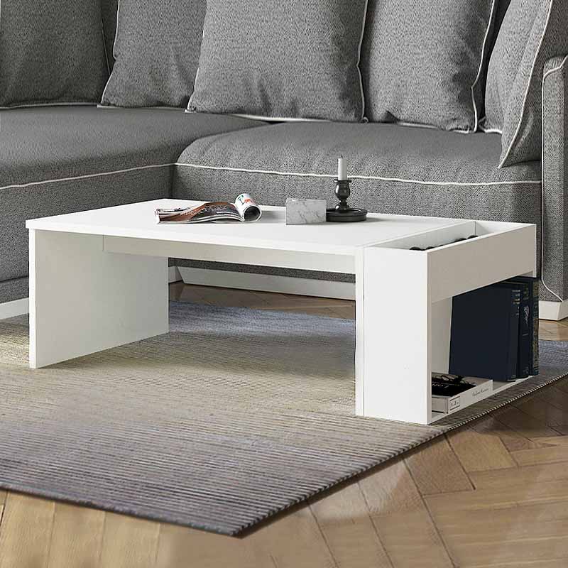 Τραπεζάκι Σαλονιού View Megapap Από Μελαμίνη Χρώμα Λευκό 95X50X34Εκ.