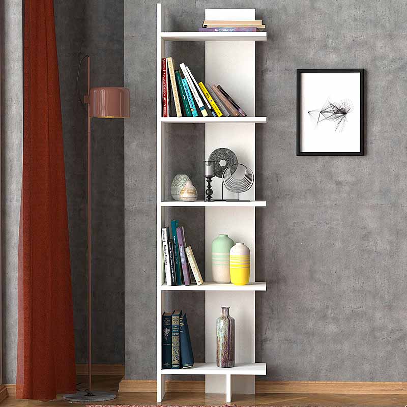 Βιβλιοθήκη Μελαμίνης Perla Megapap Χρώμα Λευκό 48X22X170Εκ.