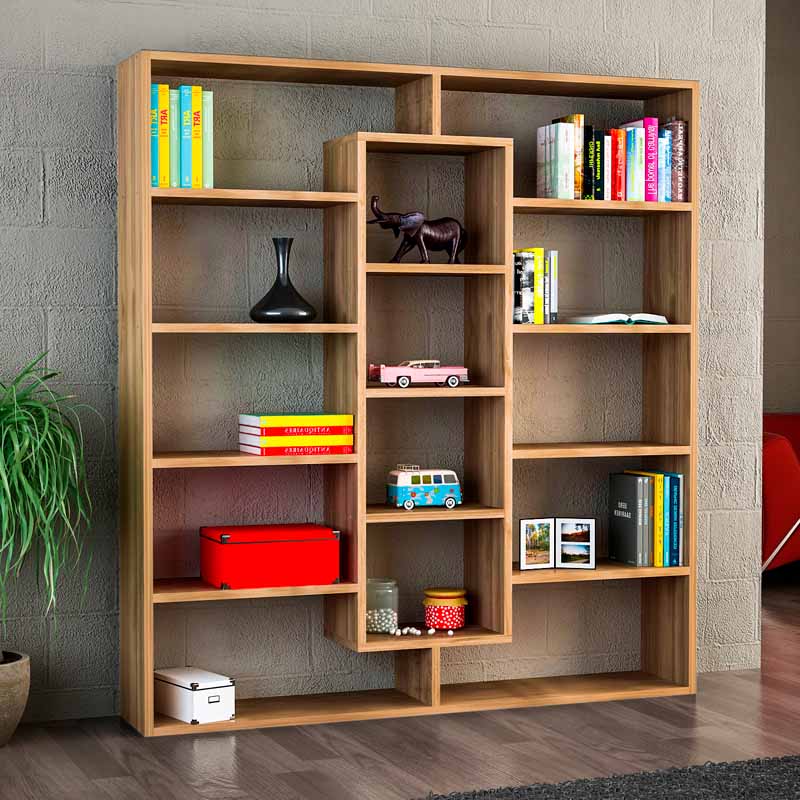 Βιβλιοθήκη Μελαμίνης Ample Megapap Χρώμα Καρυδί 125X22X135,7Εκ.