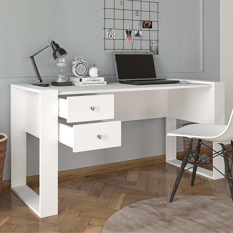 Γραφείο Εργασίας Fernando Megapap Από Μελαμίνη Χρώμα Λευκό 158,4X60X72,2Εκ.