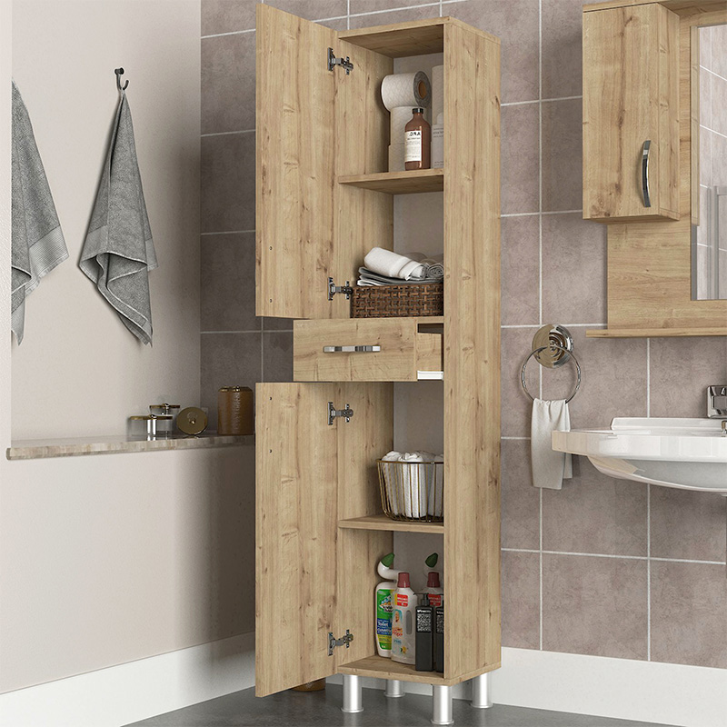 Ντουλάπι Κουζίνας - Μπάνιου Selina Megapap Χρώμα Sapphire Oak 35X31X179Εκ.