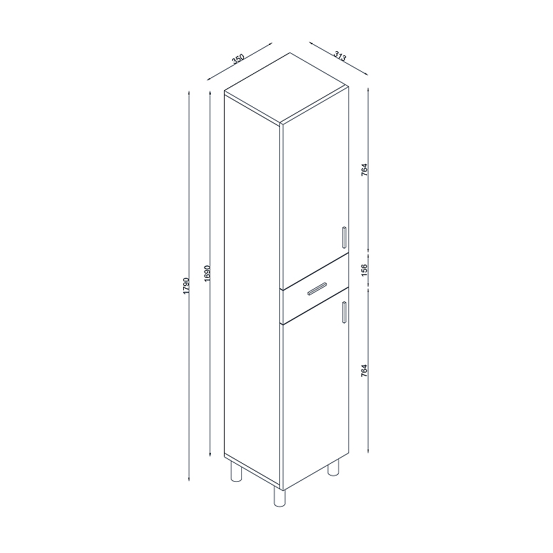 Ντουλάπι Κουζίνας - Μπάνιου Selina Megapap Από Μελαμίνη Χρώμα Λευκό 35X31X179Εκ.