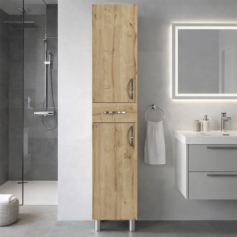 Ντουλάπι Κουζίνας - Μπάνιου Selina Megapap Χρώμα Sapphire Oak 35X31X179Εκ.