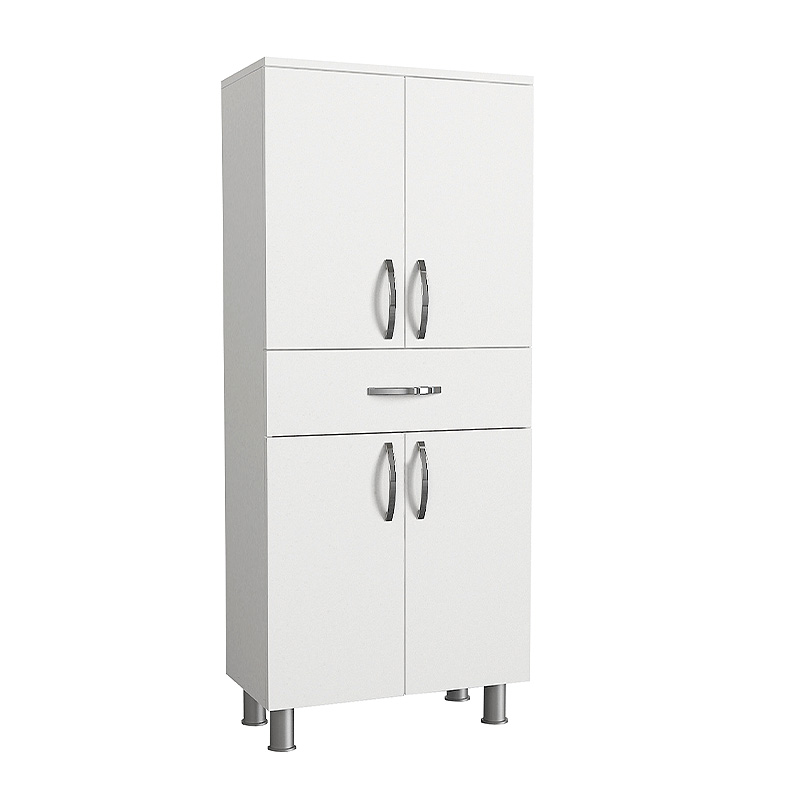 Ντουλάπι Κουζίνας - Μπάνιου Montana Megapap Από Μελαμίνη Χρώμα Λευκό 59,4X31,5X140Εκ.