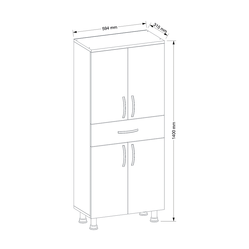 Ντουλάπι Κουζίνας - Μπάνιου Montana Megapap Από Μελαμίνη Χρώμα Λευκό 59,4X31,5X140Εκ.