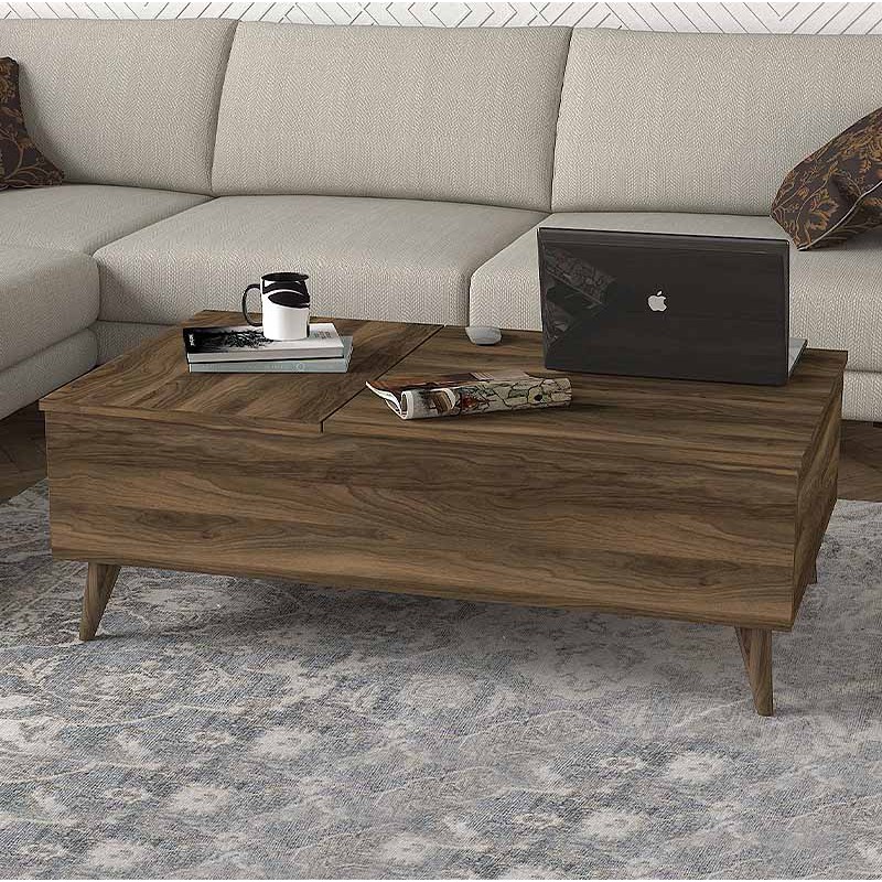 Τραπεζάκι Σαλονιού Roy Megapap Με Σερβιτόρο Από Μελαμίνη Χρώμα Καρυδί 121X69X40Εκ.