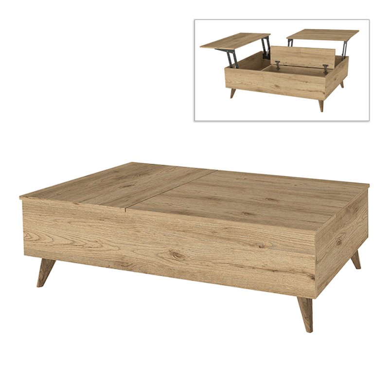 Τραπεζάκι Σαλονιού Roy Megapap Με Σερβιτόρο Χρώμα Sepet Oak 121X69X40Εκ.