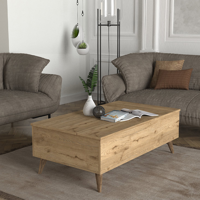 Τραπεζάκι Σαλονιού Roy Megapap Με Σερβιτόρο Χρώμα Sepet Oak 121X69X40Εκ.