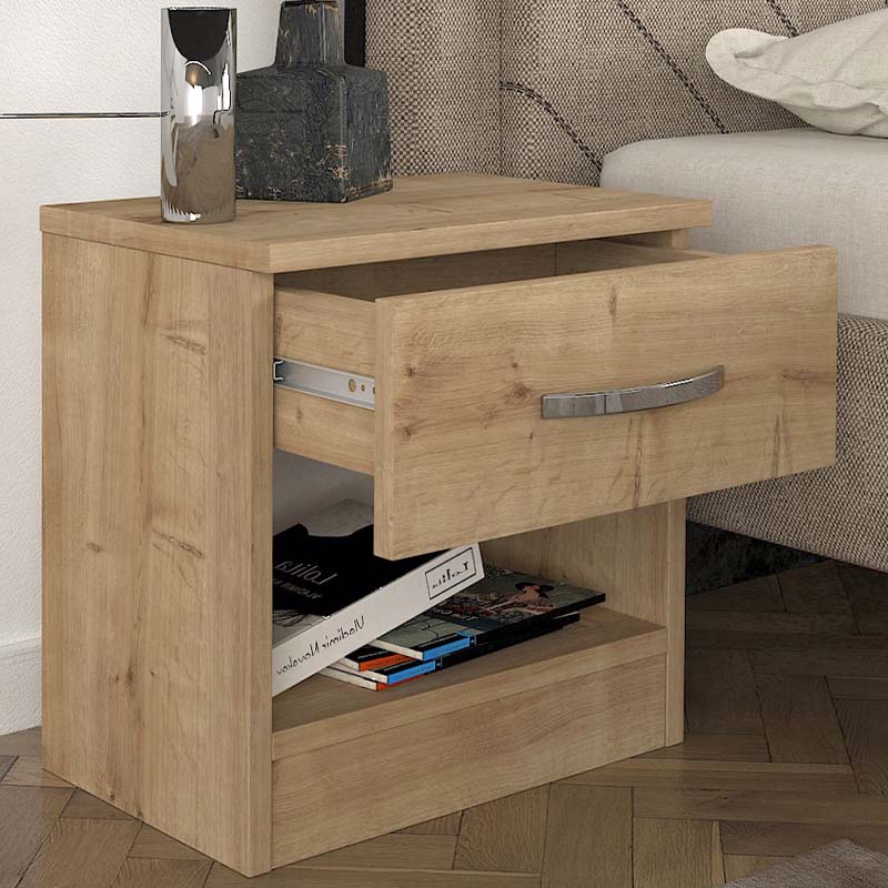 Κομοδίνο Μελαμίνης Lube Megapap Χρώμα Sapphire Oak 40X28,2X40Εκ.