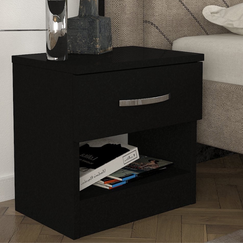 Κομοδίνο Lube Megapap Χρώμα Μαύρο 40X28,2X40Εκ.