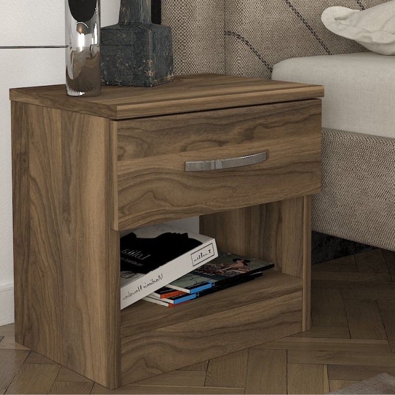 Κομοδίνο Lube Megapap Χρώμα Καρυδί 40X28,2X40Εκ.