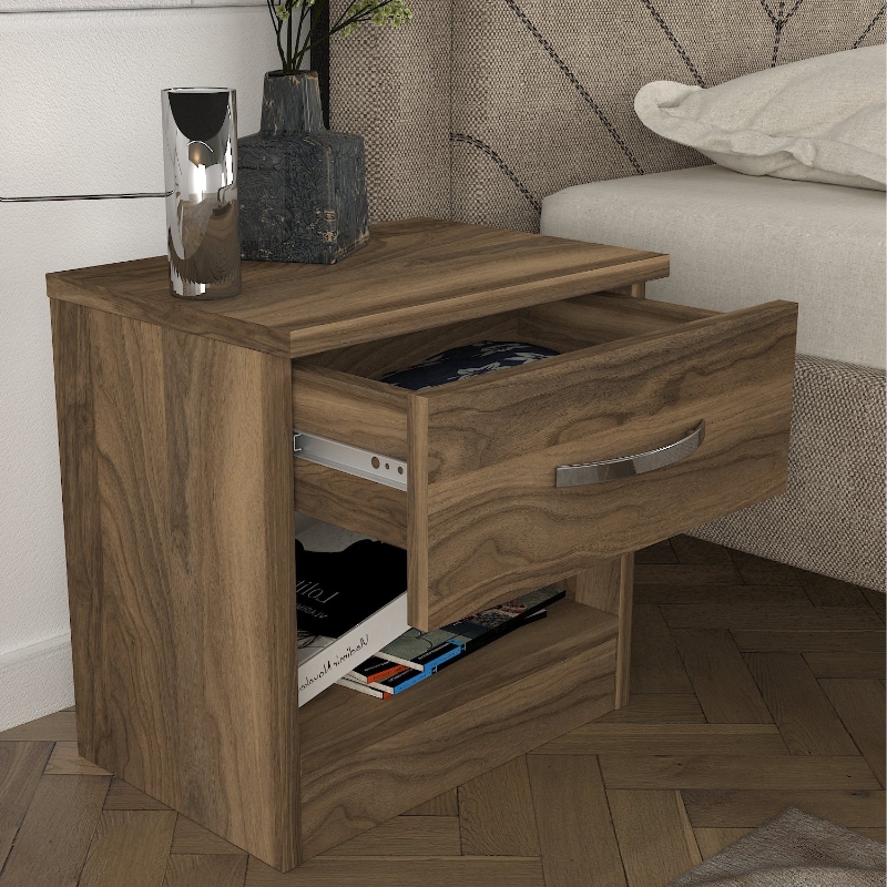 Κομοδίνο Lube Megapap Χρώμα Καρυδί 40X28,2X40Εκ.