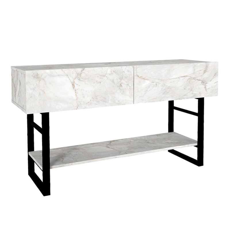 Κονσόλα Aron Megapap Χρώμα Λευκό Εφέ Μαρμάρου 138,8X41X75,7Εκ.