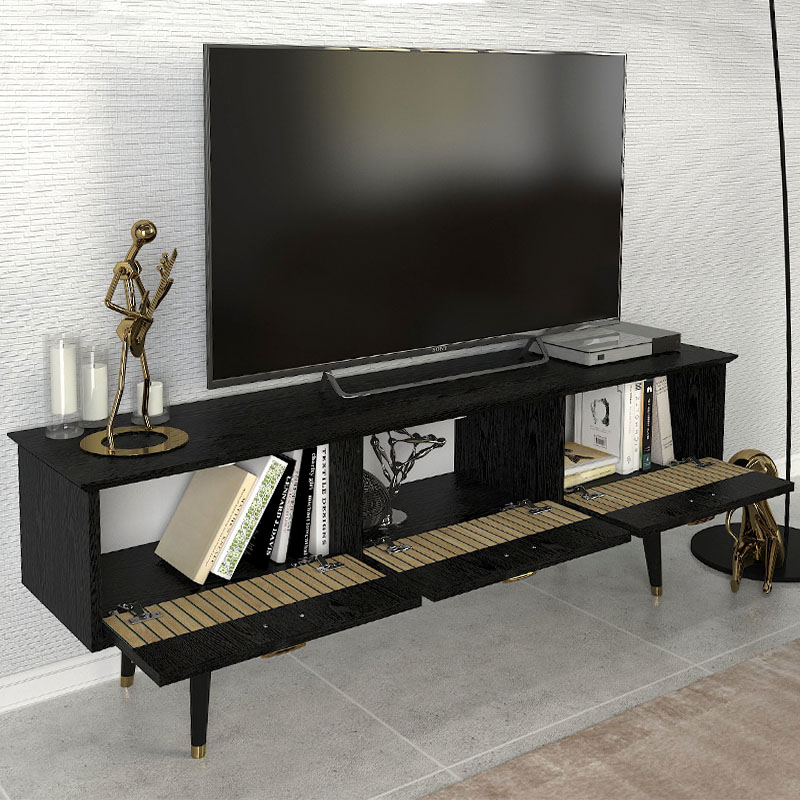 Έπιπλο Τηλεόρασης Bolea Megapap Χρώμα Modern Black 150X35X49,7 Εκ.