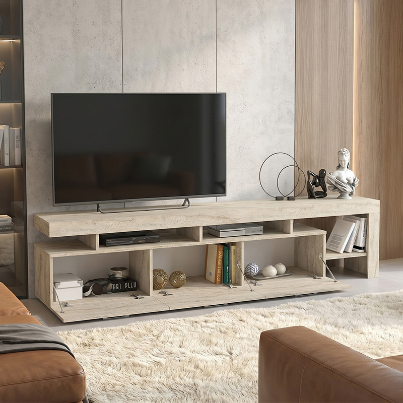Έπιπλο Τηλεόρασης Acnes Megapap Χρώμα Travertine 220X40X52Εκ.