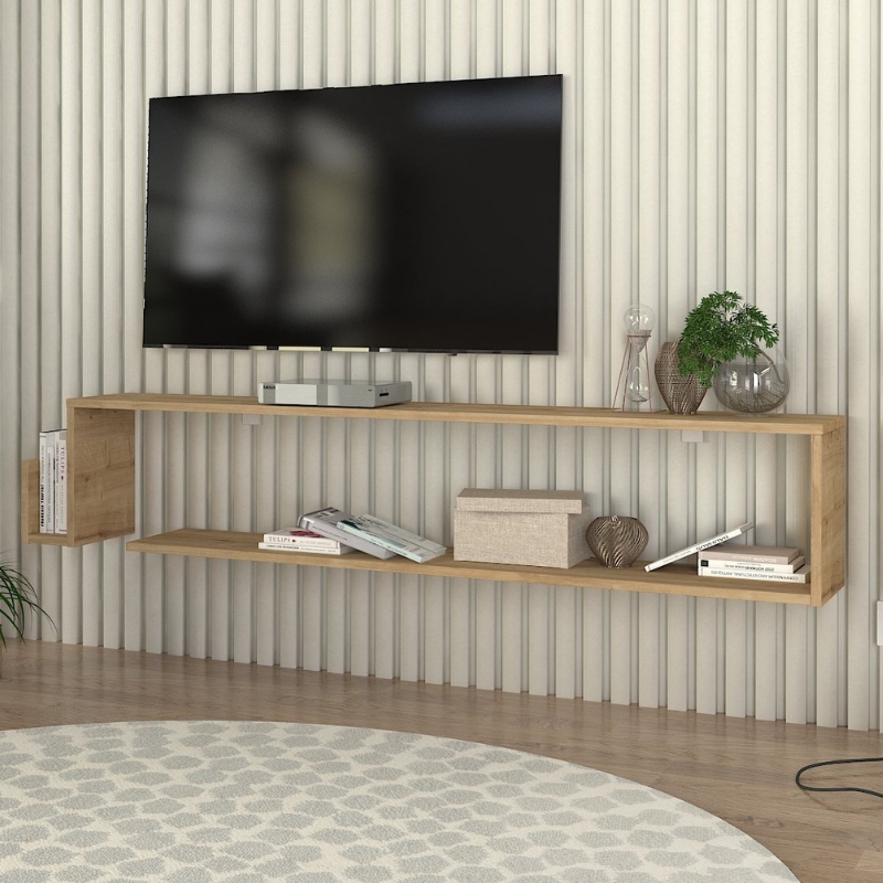 Έπιπλο Τηλεόρασης Επιτοίχιο Regnar Megapap Χρώμα Sapphire Oak 168,6X25X31,8Εκ.