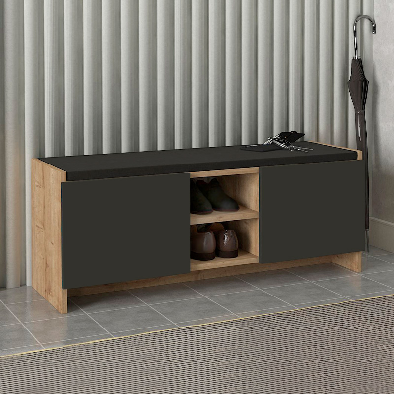 Παπουτσοθήκη Verly Megapap Χρώμα Sapphire Oak - Ανθρακί 110X33,2X43Εκ.