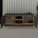 Παπουτσοθήκη Verly Megapap Χρώμα Sapphire Oak - Ανθρακί 110X33,2X43Εκ.