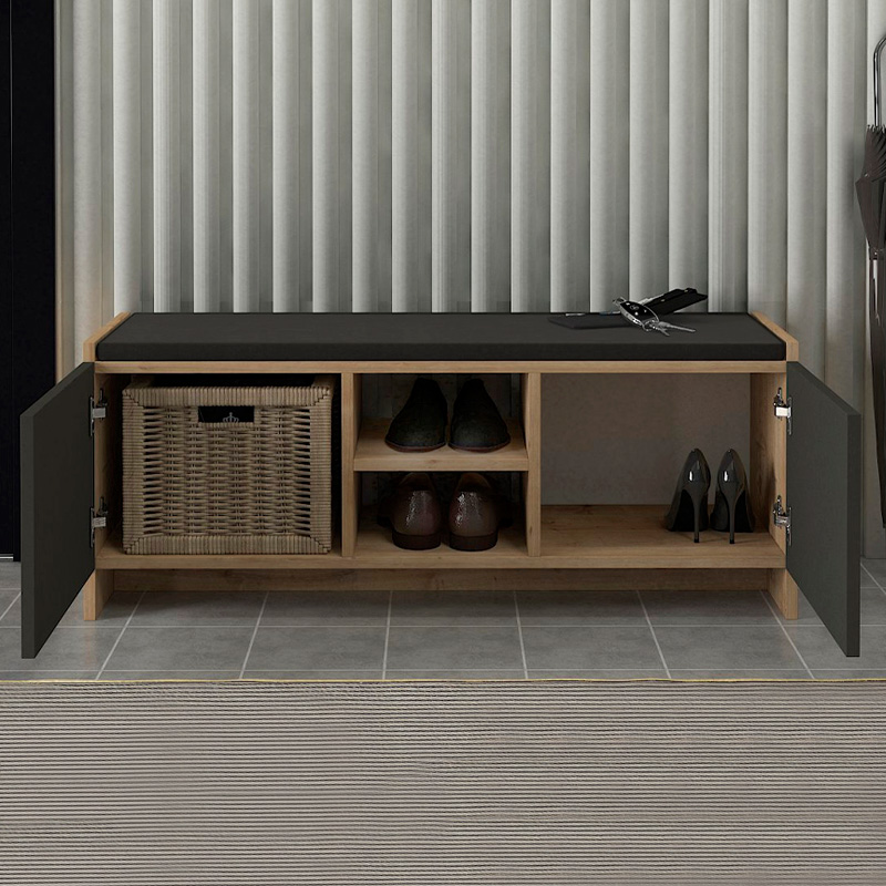 Παπουτσοθήκη Verly Megapap Χρώμα Sapphire Oak - Ανθρακί 110X33,2X43Εκ.