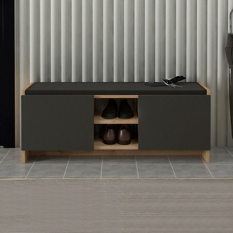 Παπουτσοθήκη Verly Megapap Χρώμα Sapphire Oak - Ανθρακί 110X33,2X43Εκ.