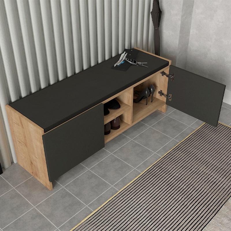 Παπουτσοθήκη Verly Megapap Χρώμα Sapphire Oak - Ανθρακί 110X33,2X43Εκ.