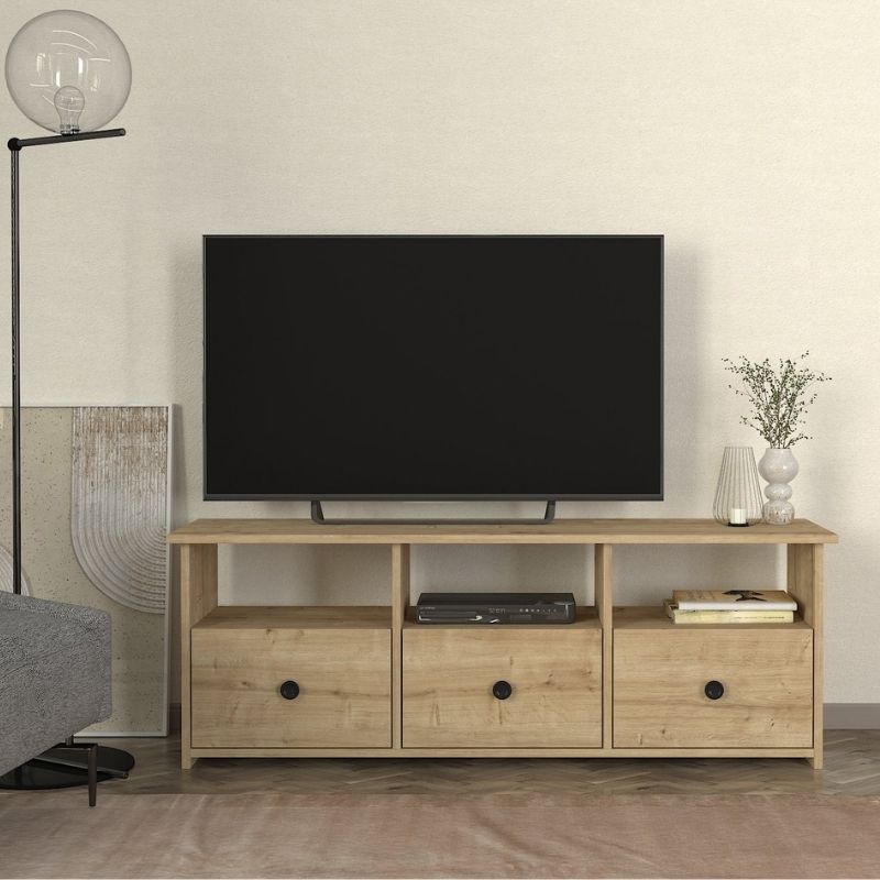 Έπιπλο Τηλεόρασης Mahen Megapap Χρώμα Sapphire Oak 140X35X49,8Εκ.