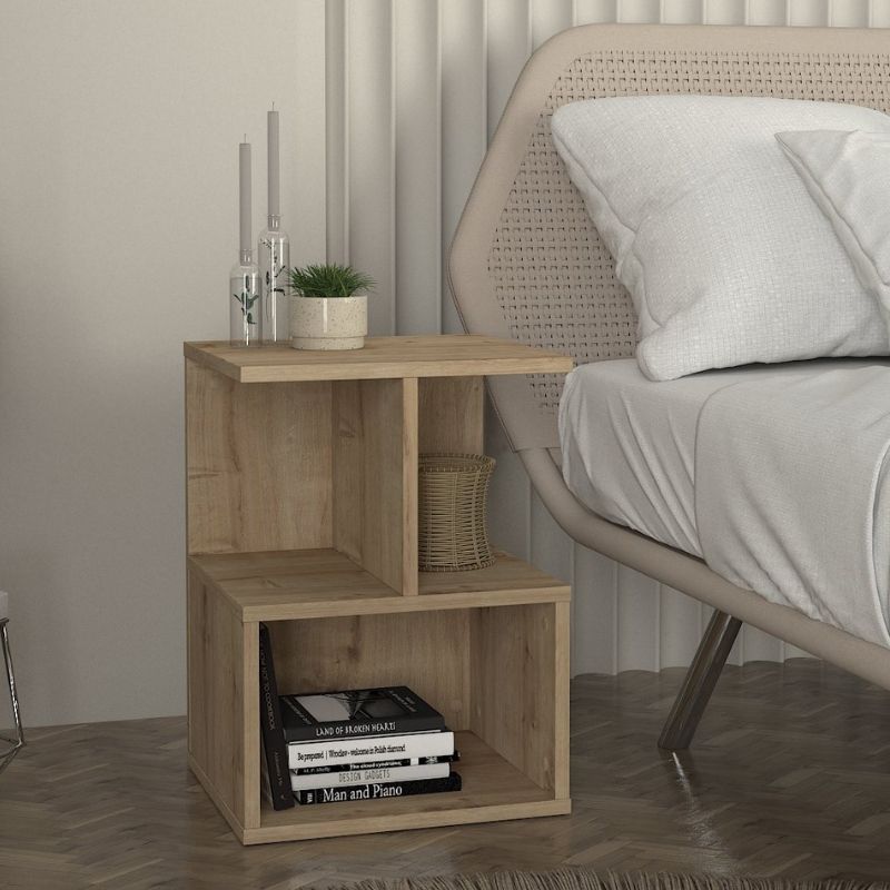 Κομοδίνο Entiero Megapap Χρώμα Sapphire Oak 39,8X35X54,6Εκ.