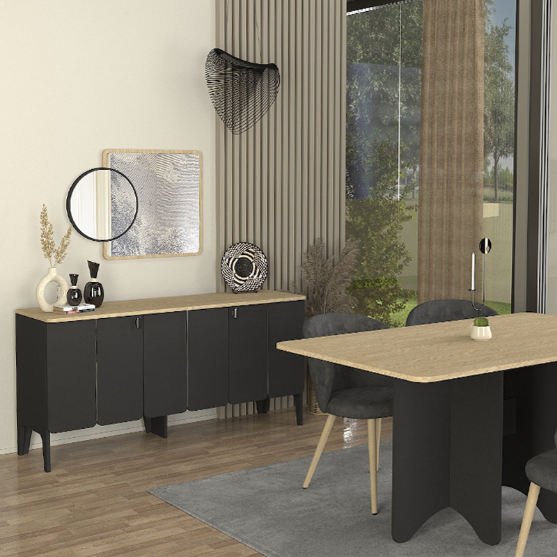 Μπουφές Pedro Megapap Χρώμα Ανθρακί - Rota Oak 150X45X75Εκ.