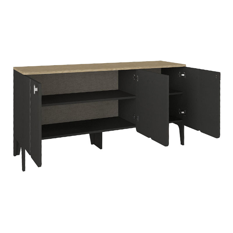 Μπουφές Pedro Megapap Χρώμα Ανθρακί - Rota Oak 150X45X75Εκ.