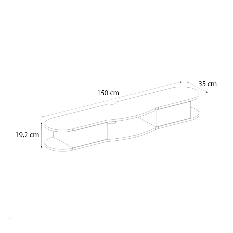 Έπιπλο Τηλεόρασης Επιτοίχιο Perk Megapap Με Led Χρώμα Ανθρακί - Sepet Oak 150X35X19,2Εκ.