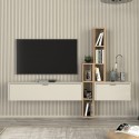 Σύνθεση Τηλεόρασης Επιτοίχια Edgar Χρώμα Sandstone - Sepet Oak 198,4X29,6X148,5Εκ.