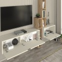 Σύνθεση Τηλεόρασης Επιτοίχια Edgar Χρώμα Sandstone - Sepet Oak 198,4X29,6X148,5Εκ.