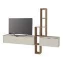 Σύνθεση Τηλεόρασης Επιτοίχια Edgar Χρώμα Sandstone - Sepet Oak 198,4X29,6X148,5Εκ.